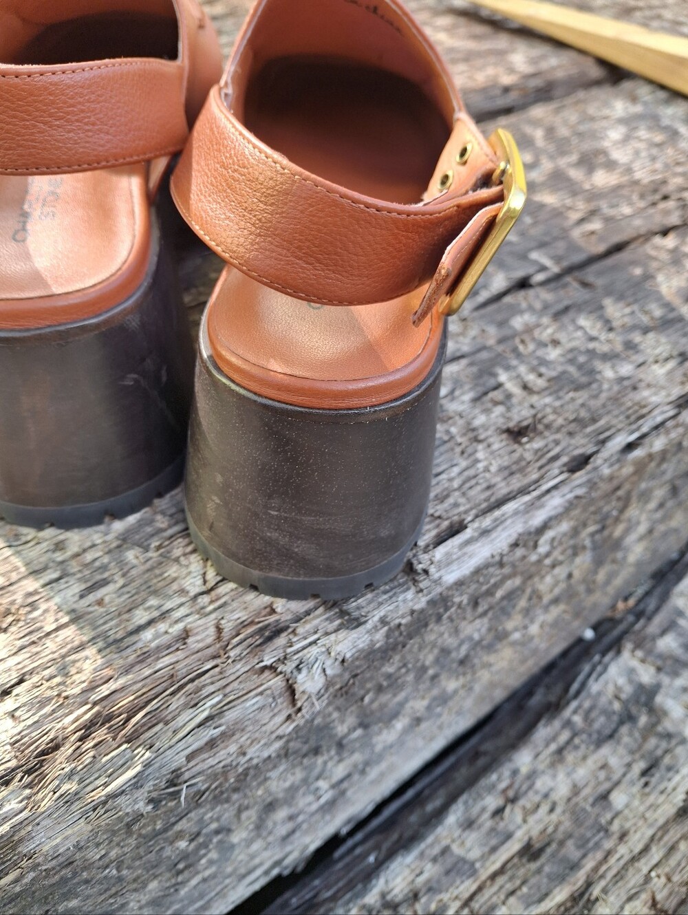 Charlotte Stone Rust Leather Platform Clog Mules Size 8 - Picture 16 of 16